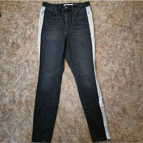 Athleta 'Sculptek Metallic Tuxedo Stripe' Black Jeans - Picture 2 of 12